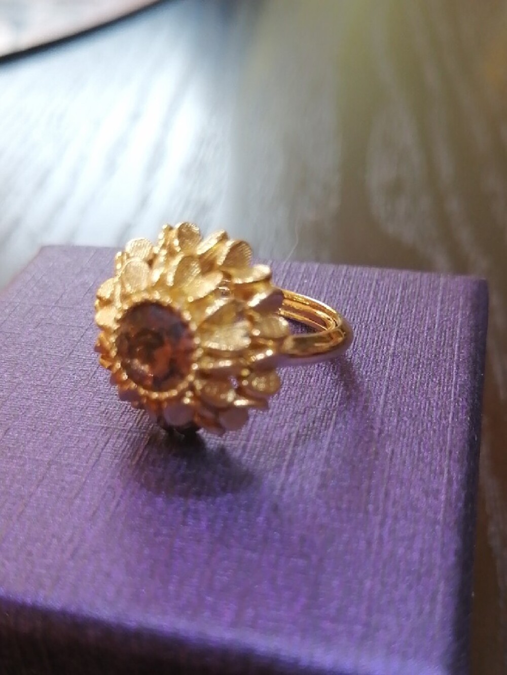 Gorgeous Avon Floral Dome Ring with Sparkling Centerpiece, Adjustable Sizes 6-7